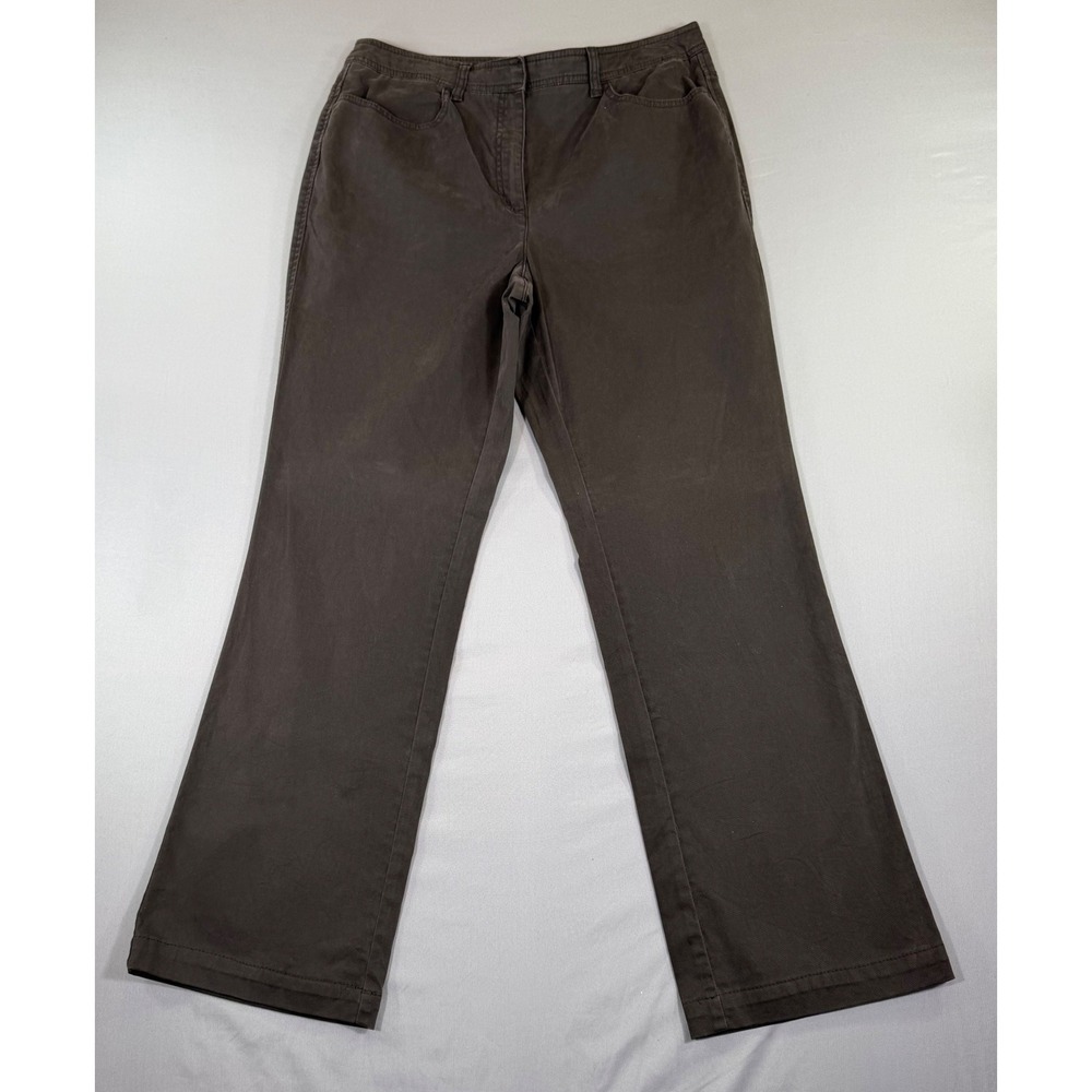 Chico's Dark Brown Pants Womens Size 2 Regular Straight Leg Minimalist Fall